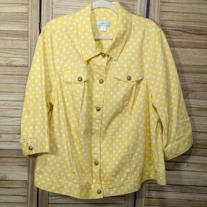 CJ Banks Yellow Polka Dot Jacket Size 2X